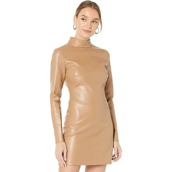 Bardot | Dresses | Bardot Tan Harley Vegan Leather Dress Size 6 | Poshmark